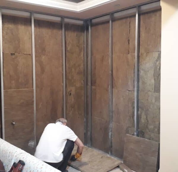 نصب پشم سنگ قبل از اجرای کناف