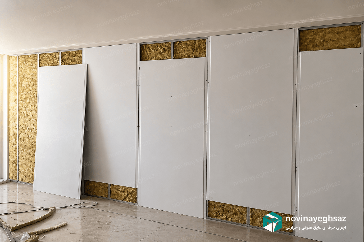 اجرای کناف عایق صوتی دیوار